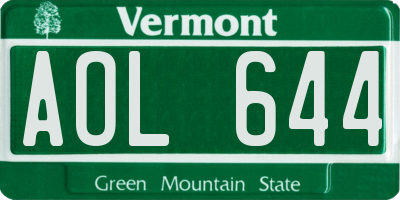 VT license plate AOL644