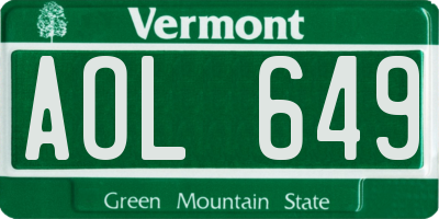 VT license plate AOL649