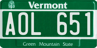 VT license plate AOL651