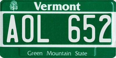 VT license plate AOL652