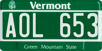 VT license plate AOL653