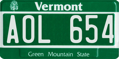 VT license plate AOL654