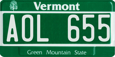VT license plate AOL655