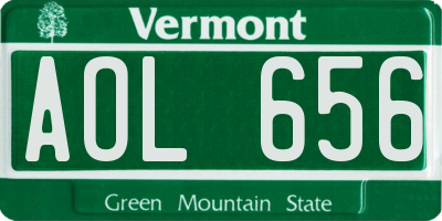 VT license plate AOL656