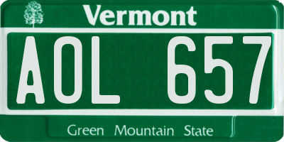 VT license plate AOL657