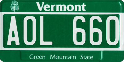 VT license plate AOL660