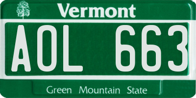 VT license plate AOL663