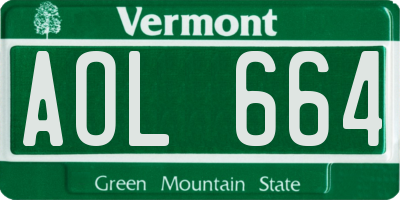 VT license plate AOL664