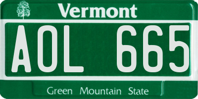 VT license plate AOL665