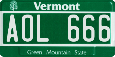 VT license plate AOL666