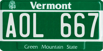 VT license plate AOL667