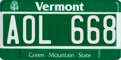 VT license plate AOL668