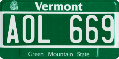 VT license plate AOL669