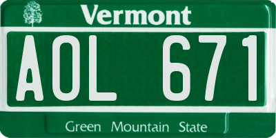 VT license plate AOL671