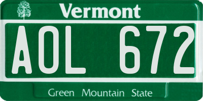 VT license plate AOL672