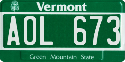 VT license plate AOL673