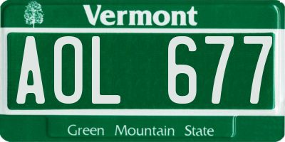 VT license plate AOL677
