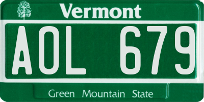 VT license plate AOL679