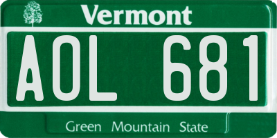 VT license plate AOL681