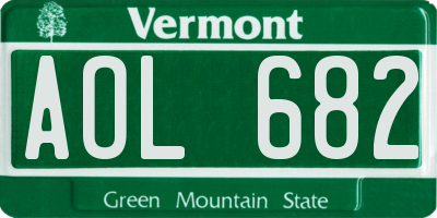 VT license plate AOL682