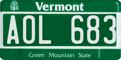 VT license plate AOL683