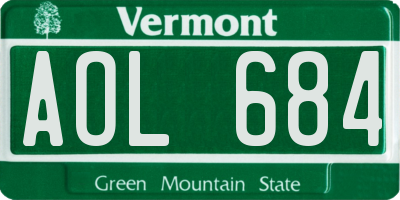 VT license plate AOL684