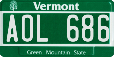 VT license plate AOL686