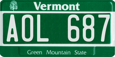 VT license plate AOL687
