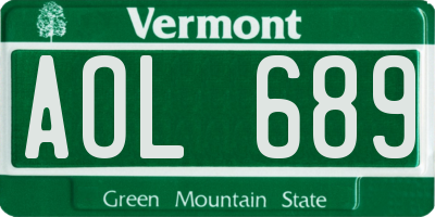 VT license plate AOL689