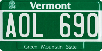 VT license plate AOL690