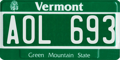 VT license plate AOL693