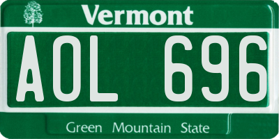 VT license plate AOL696