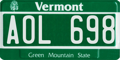 VT license plate AOL698