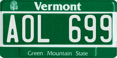 VT license plate AOL699