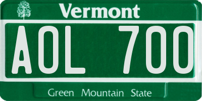 VT license plate AOL700