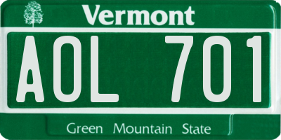 VT license plate AOL701