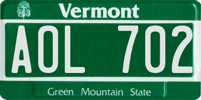 VT license plate AOL702