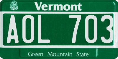 VT license plate AOL703