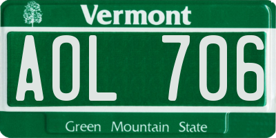 VT license plate AOL706