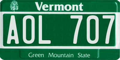 VT license plate AOL707