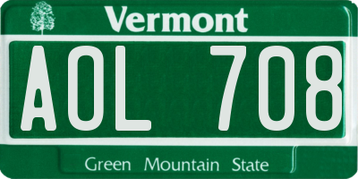 VT license plate AOL708