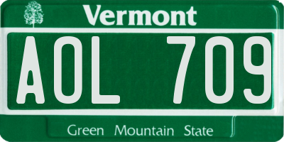 VT license plate AOL709