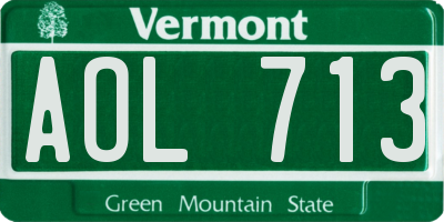 VT license plate AOL713