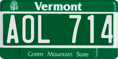 VT license plate AOL714