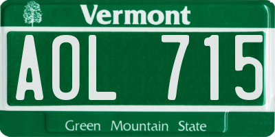 VT license plate AOL715