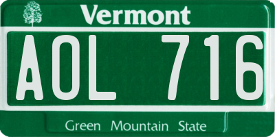 VT license plate AOL716