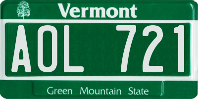 VT license plate AOL721