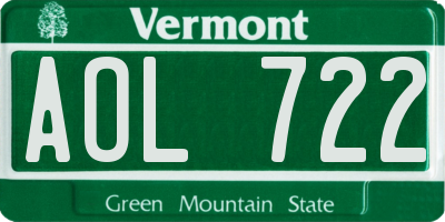 VT license plate AOL722