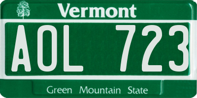 VT license plate AOL723