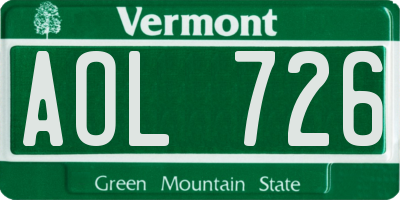 VT license plate AOL726